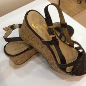 Brown leather Platform Sandals from Saks NYC